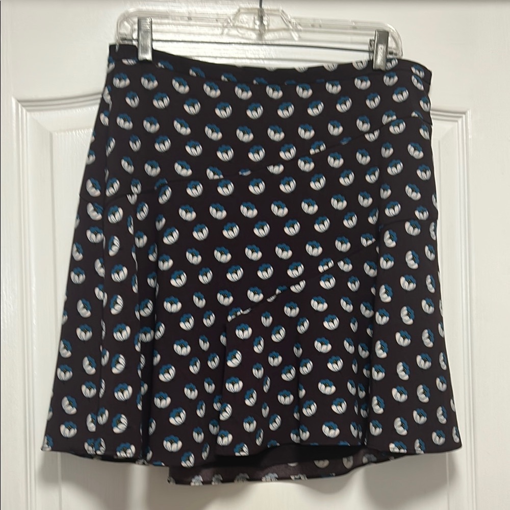 LOFT Purple/Brown, Cream and Blue A-Line Skirt